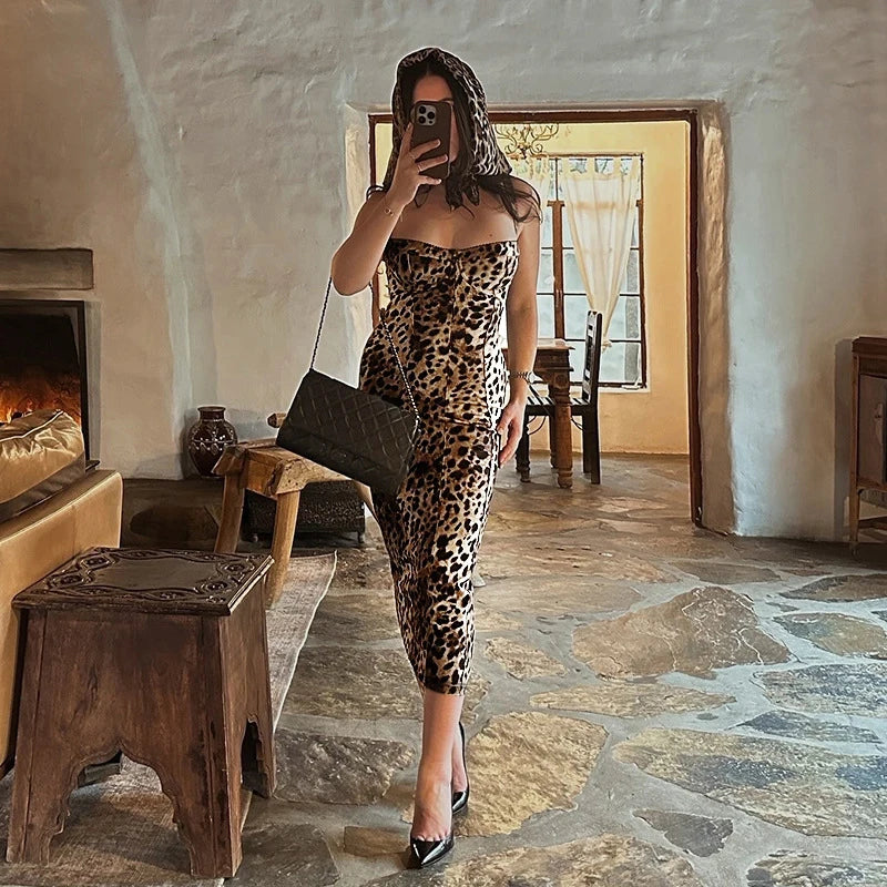 Sexy Strap Leopard Print Dress