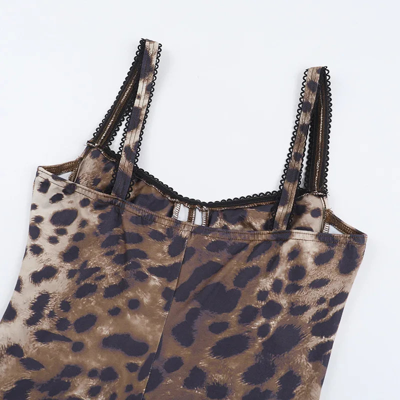 Sexy Strap Leopard Print Dress
