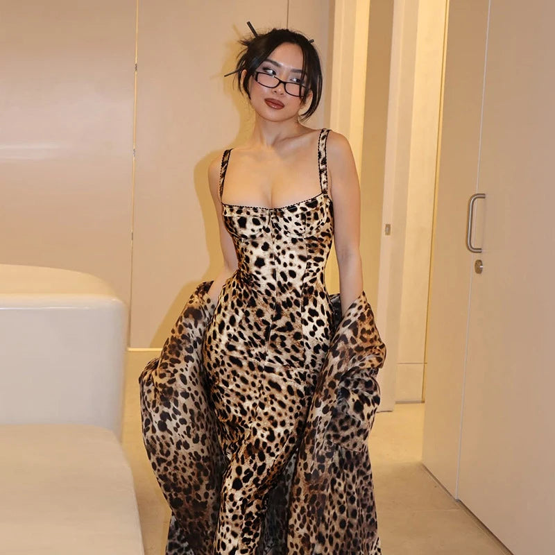 Sexy Strap Leopard Print Dress