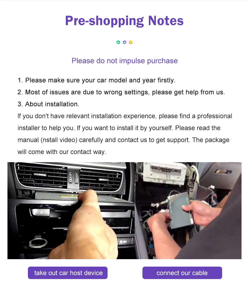 Wireless CarPlay with Android Auto Mirror Link Camera