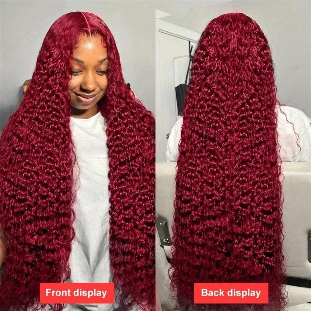 99J Burgundy Deep Wave Lace Front Human Hair Wig