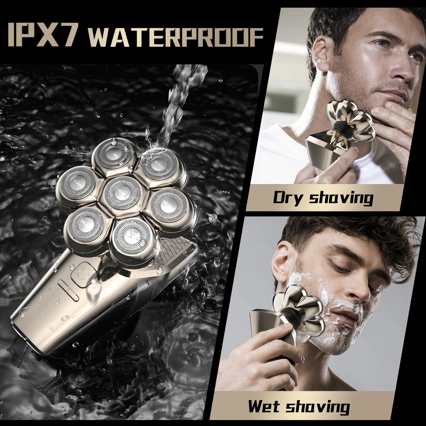 5 IN 1 LED Display Electric Head Shavers with Nose & Ear Trimmer