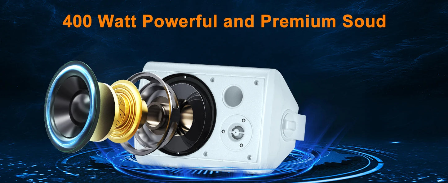 Herdio 6.5" 400W 2PCS Indoor Outdoor Bluetooth Speakers