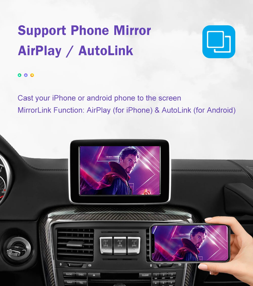 Wireless CarPlay with Android Auto Mirror Link Camera