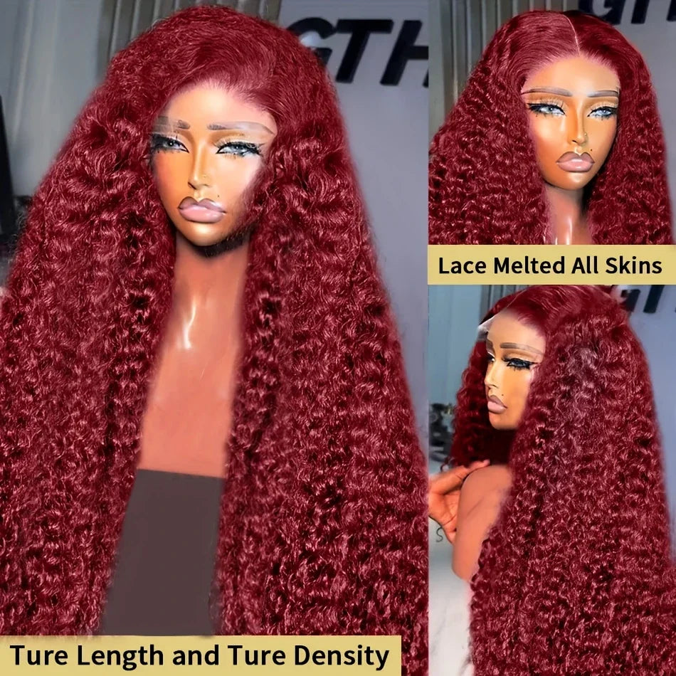 99J Burgundy Deep Wave Lace Front Human Hair Wig