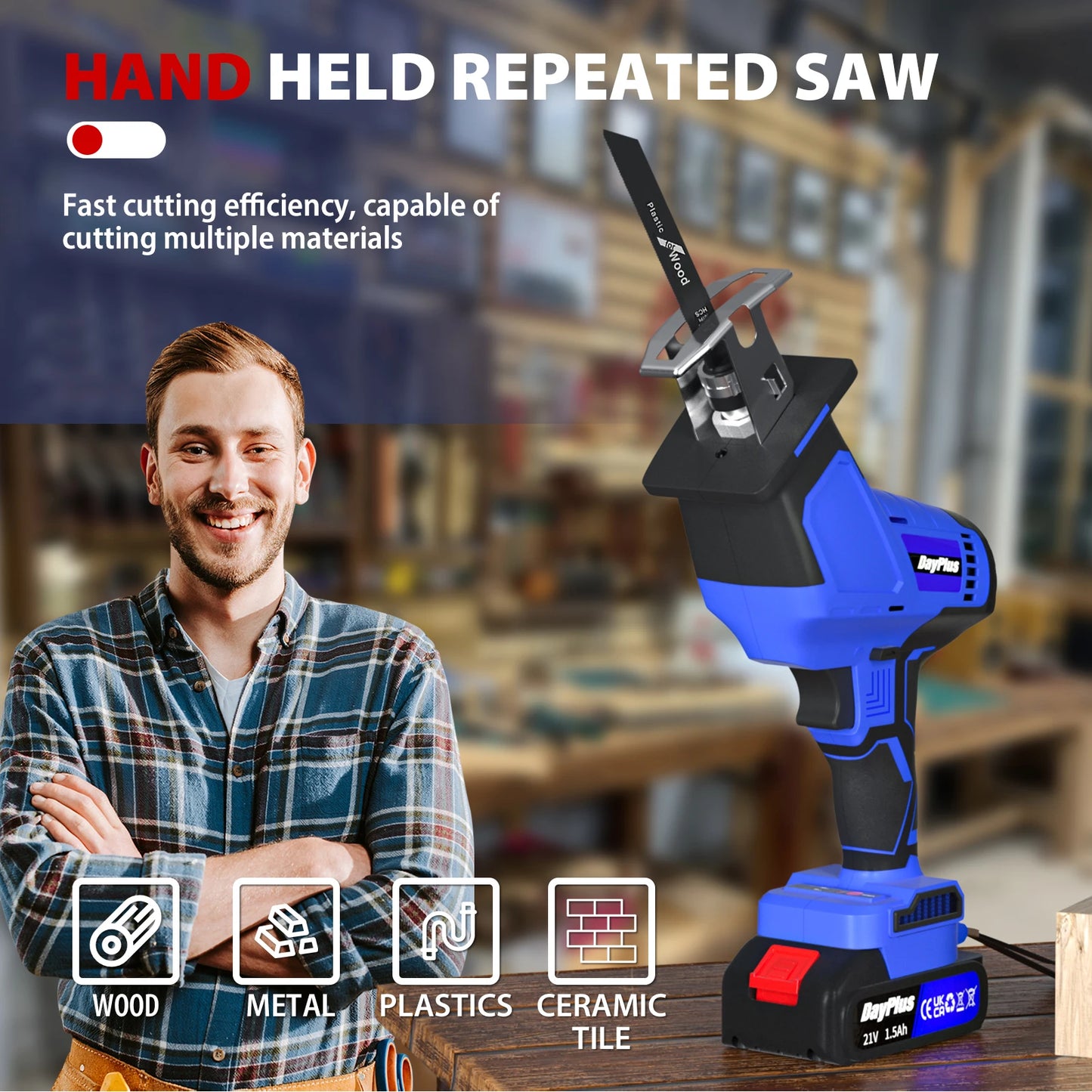 Cordless Reciprocating Saw,21V Brushless Electric Saws