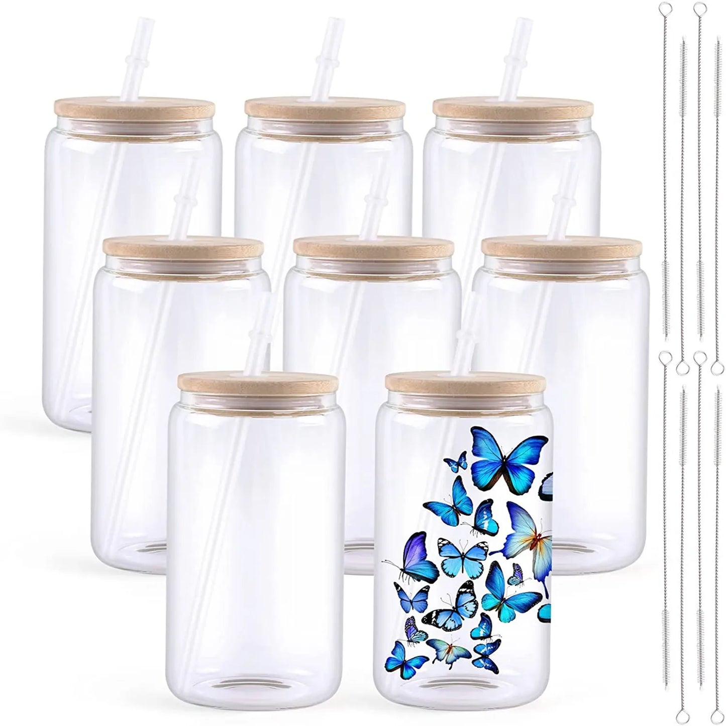 8 Pack 16OZ Frosted/Clear Glass
