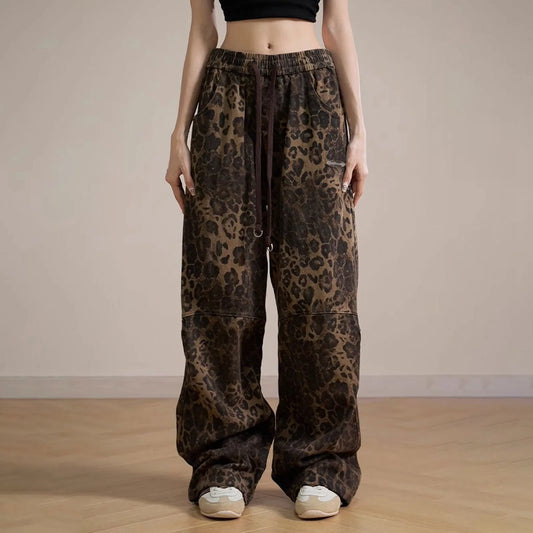 Women's Leopard Print Straight Leg Jeans